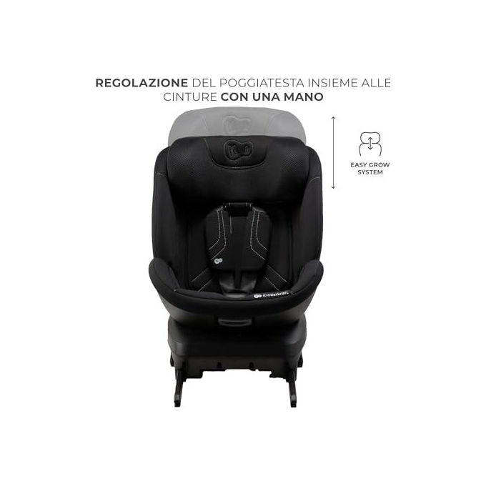 Kinderkraft KCXPED03BLK0000 Xpedition 3 Seggiolino Auto i-Size 40-150 cm 0-36 Kg Isofix 360° Reclinabile SPS+ H-Guard+ colore Nero