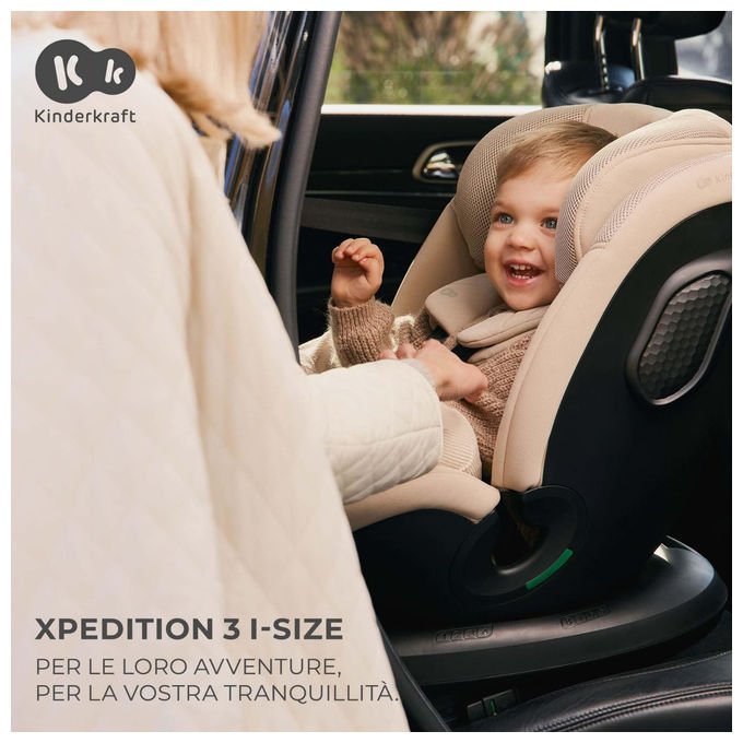 Kinderkraft KCXPED03BLK0000 Xpedition 3 Seggiolino Auto i-Size 40-150 cm 0-36 Kg Isofix 360° Reclinabile SPS+ H-Guard+ colore Nero