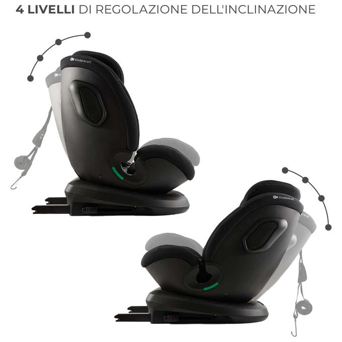 Kinderkraft KCXPED03BLK0000 Xpedition 3 Seggiolino Auto i-Size 40-150 cm 0-36 Kg Isofix 360° Reclinabile SPS+ H-Guard+ colore Nero