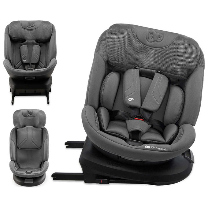 Kinderkraft Xpedition 3 i-Size seggiolino auto 40-150 cm, 0-36 kg, rotazione 360°, isofix, reclinabile 8 posizioni, grigio