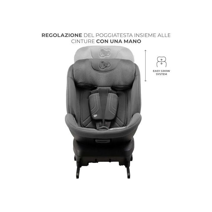 Kinderkraft Xpedition 3 i-Size seggiolino auto 40-150 cm, 0-36 kg, rotazione 360°, isofix, reclinabile 8 posizioni, grigio
