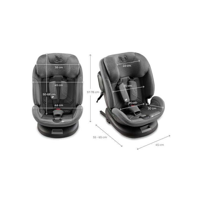 Kinderkraft Xpedition 3 i-Size seggiolino auto 40-150 cm, 0-36 kg, rotazione 360°, isofix, reclinabile 8 posizioni, grigio