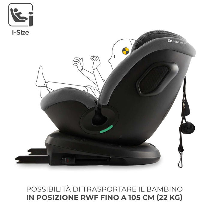 Kinderkraft Xpedition 3 i-Size seggiolino auto 40-150 cm, 0-36 kg, rotazione 360°, isofix, reclinabile 8 posizioni, grigio
