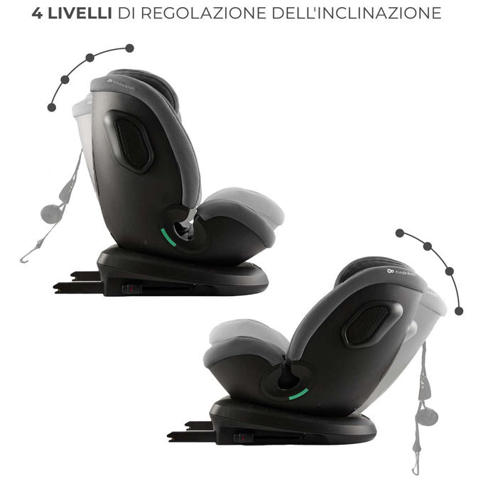 Kinderkraft Xpedition 3 i-Size seggiolino auto 40-150 cm, 0-36 kg, rotazione 360°, isofix, reclinabile 8 posizioni, grigio