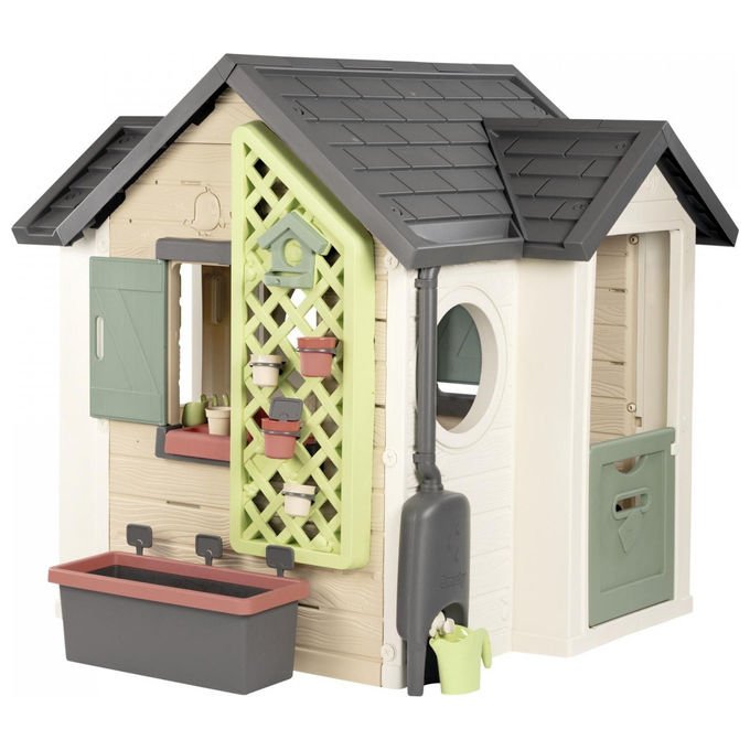 Smoby casetta da giardino Garden House, accessori giardinaggio inclusi, plastica riciclata anti-UV, per bambini dai 2 anni