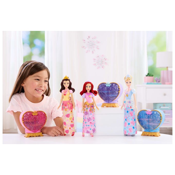 Mattel Disney Princess Jewel Reveal, bambola Ariel, 8 sorprese, gemma e tiara, gonna rimovibile, 31,75 cm, eta' 3+