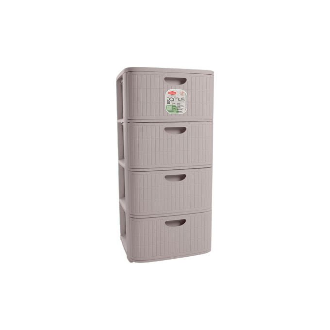 Stefanpl cesta portaoggetti Domus Man, polipropilene riciclato, impilabile, manici soft touch, greige, 58x35x29 cm