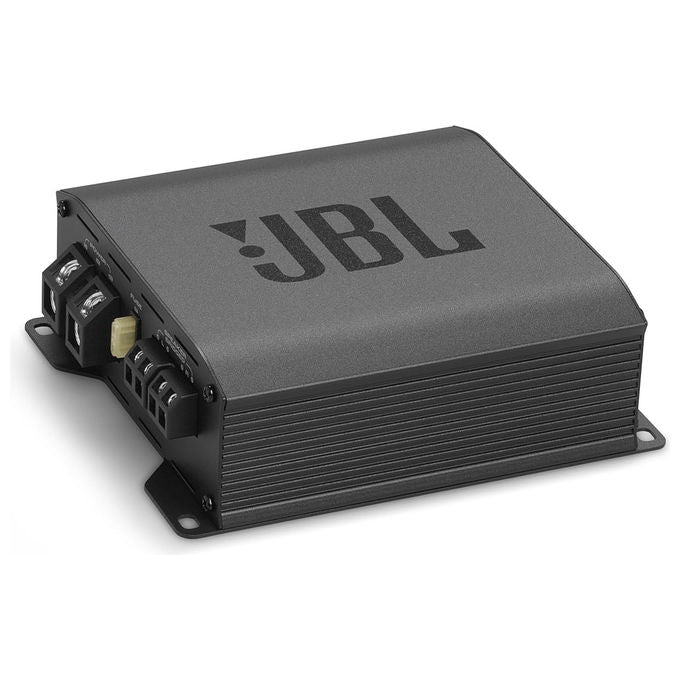 JBL Stage GT80021 amplificatore auto 2 canali, 800W peak, 130W RMS, classe D, bass EQ, filtri HPF LPF, compatto
