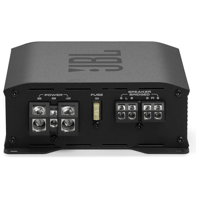 JBL Stage GT80021 amplificatore auto 2 canali, 800W peak, 130W RMS, classe D, bass EQ, filtri HPF LPF, compatto
