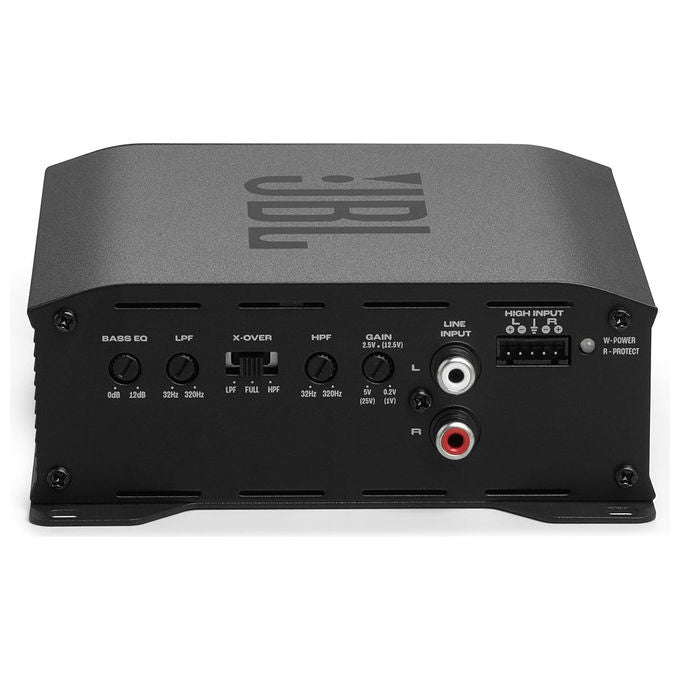 JBL Stage GT80021 amplificatore auto 2 canali, 800W peak, 130W RMS, classe D, bass EQ, filtri HPF LPF, compatto