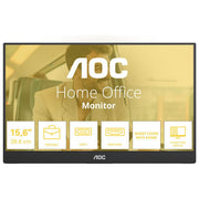 AOC monitor portatile 15,6 pollici Full HD IPS, 16T20E2, USB-C, Mini HDMI, touchscreen, nero