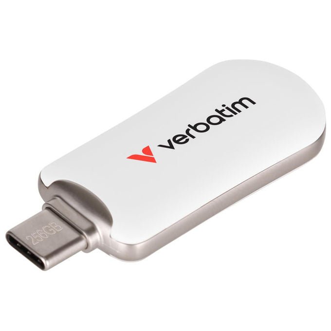 Verbatim Plectra chiavetta USB-C 256 GB, USB 3.2 Gen 1, velocita' lettura 100 MB-s, design compatto, bianco