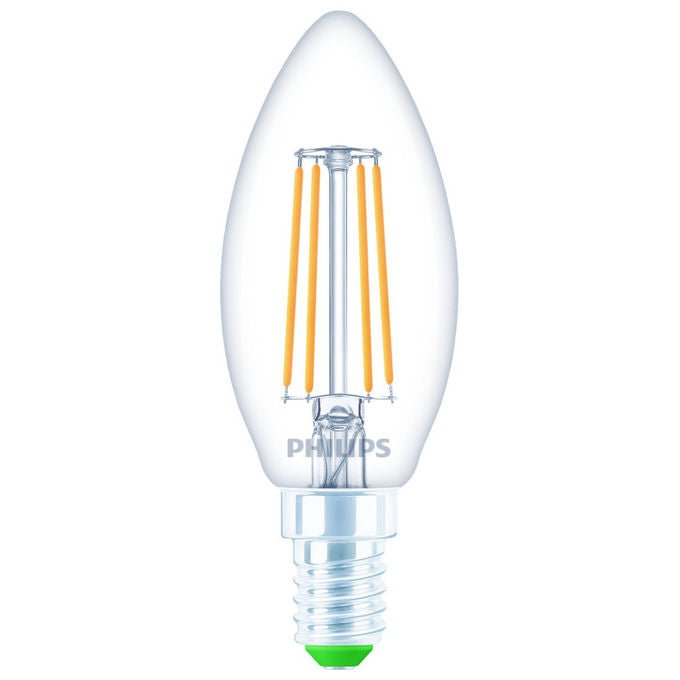 Philips lampadina LED candela E14, classe A, 2,3W equivalente 40W, luce bianco caldo 2700K, 485 lumen, forma B35 chiara