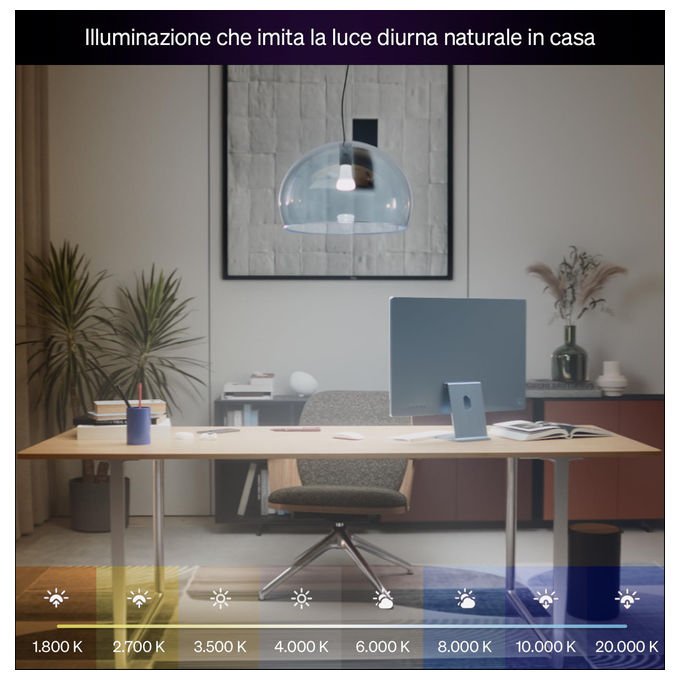 Philips Hue lampadina smart LED E27, White and Color Ambiance A67, 11,8 W, 1600 lumen, RGB e bianco variabile, compatibile Alexa, Google, Apple Home
