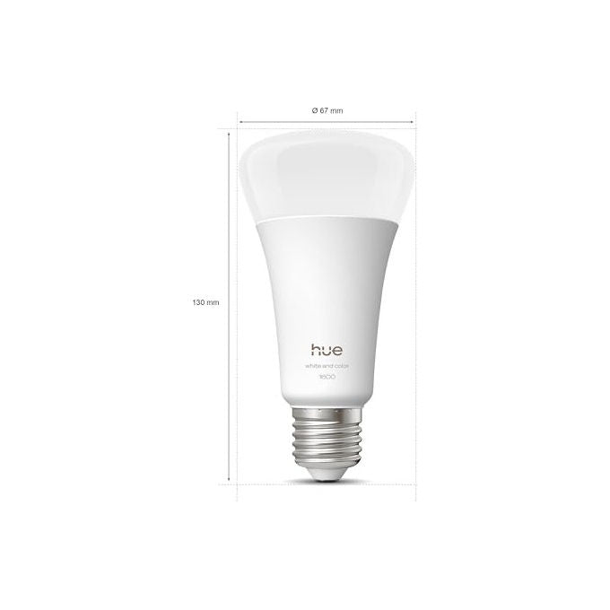 Philips Hue lampadina smart LED E27, White and Color Ambiance A67, 11,8 W, 1600 lumen, RGB e bianco variabile, compatibile Alexa, Google, Apple Home