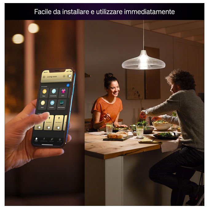 Philips Hue lampadine smart led E27, luce bianca calda 2700K, 1100 lumen, dimmerabile, confezione da 2, compatibile Alexa e Google