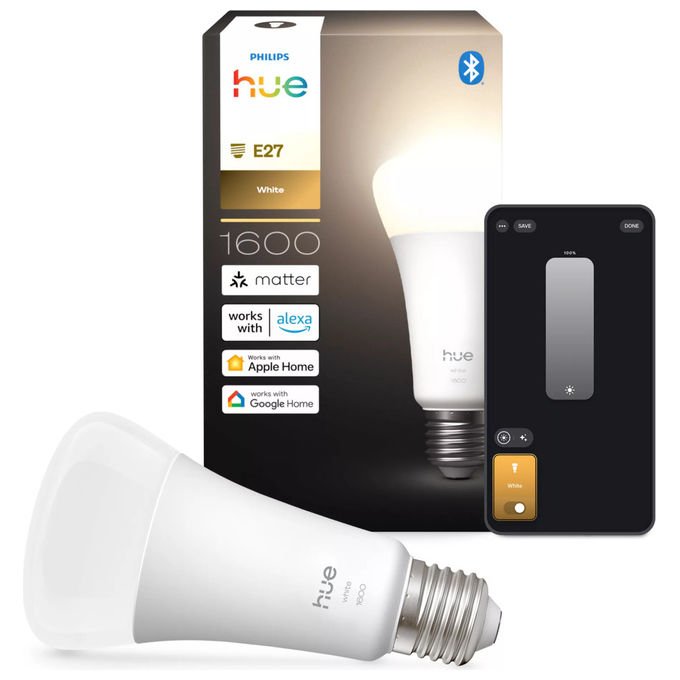 Philips Hue White lampadina smart LED A67, attacco E27, 1600 lm, luce bianca calda 2700K, 13,5W, Bluetooth Zigbee, dimmerabile