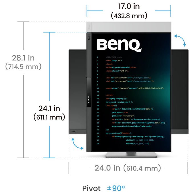 BenQ RD280UG Monitor PC 28.2'' 4K Ultra HD 3840x2560 IPS 120 Hz 3:2 USB-C 90W KVM colore Nero