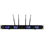 Empire ricevitore UHF a rack 4 canali, 32 frequenze selezionabili, 630-665 MHz, uscite XLR bilanciate, display LCD