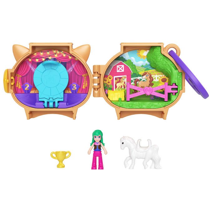 Polly Pocket bambola JCB20, set con animali, multicolore, 4 pezzi, per bambine dai 4 anni
