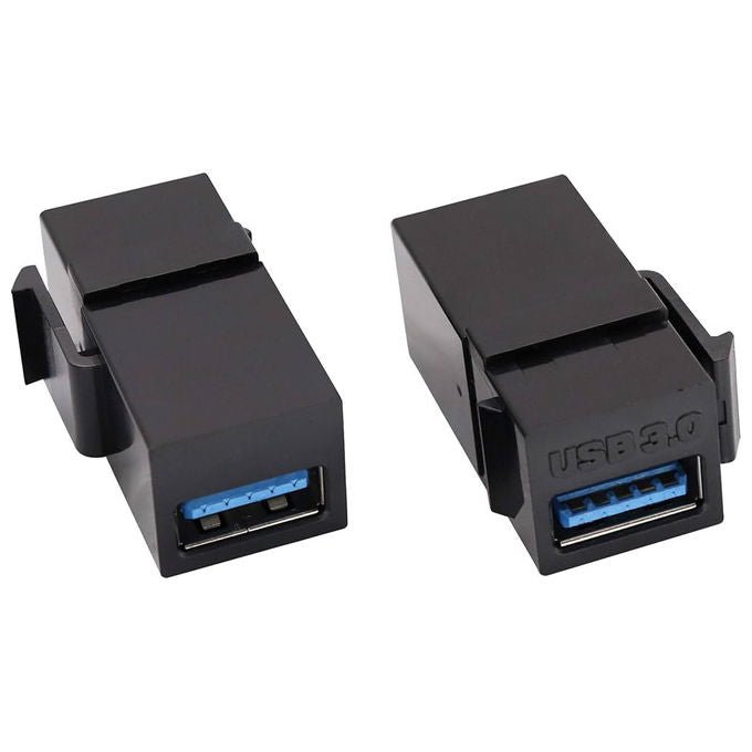 Wp Europe accoppiatore USB 3.0 keystone, 2 porte femmina, modulo per pannello, colore nero