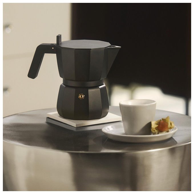 Alessi caffettiera espresso moka nera, 1 tazza, alluminio, design David Chipperfield, DC06-1 B