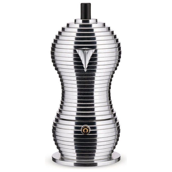 Alessi Pulcina caffettiera moka 3 tazze, MDL02-3 R, alluminio rosso, beccuccio antigoccia, made in Italy