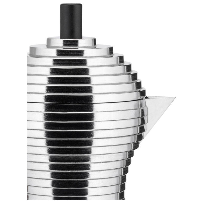 Alessi Pulcina caffettiera moka 3 tazze, MDL02-3 R, alluminio rosso, beccuccio antigoccia, made in Italy