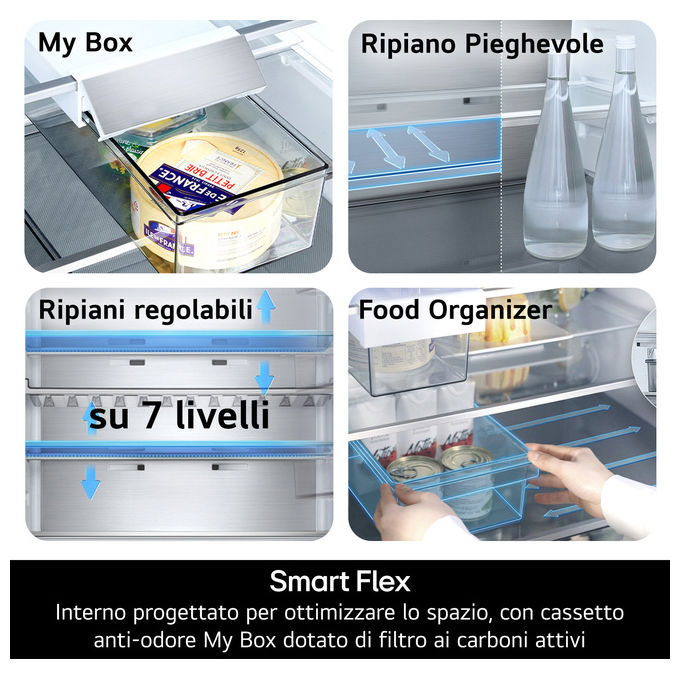 LG GBBW726CMB Frigorifero Conbiato 465L Classe C Total No Frost 70cm colore Metal Sorbet