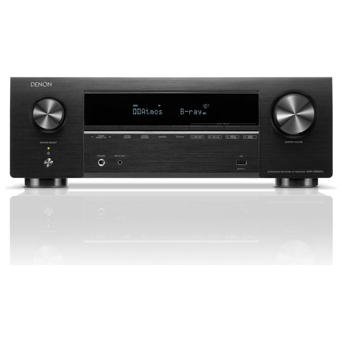 Denon AVR-X1800H, amplificatore AV 7.2 canali, 80 W, Dolby Atmos, DTS:X, HDMI 2.1 8K, Wi-Fi, Bluetooth, HEOS, DAB+, nero
