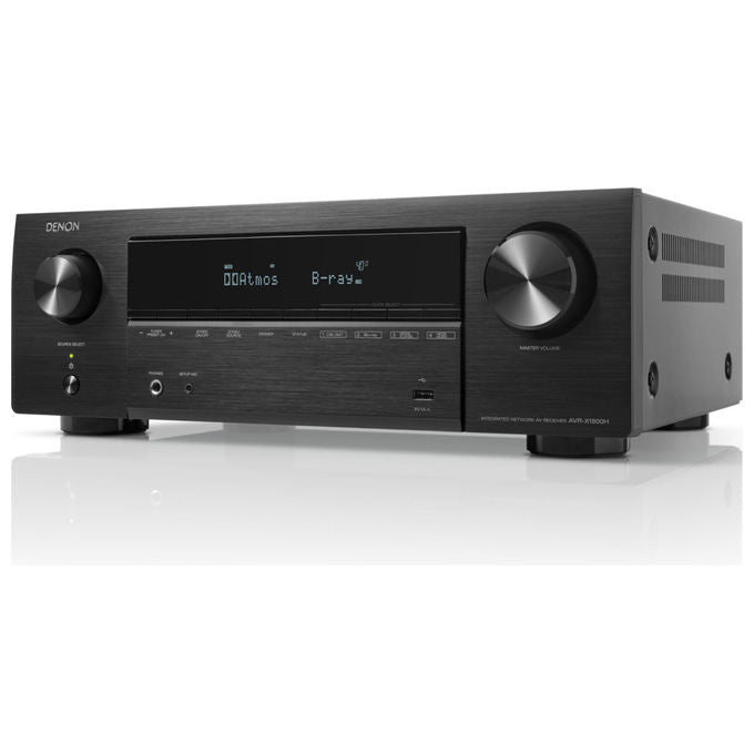 Denon AVR-X1800H, amplificatore AV 7.2 canali, 80 W, Dolby Atmos, DTS:X, HDMI 2.1 8K, Wi-Fi, Bluetooth, HEOS, DAB+, nero