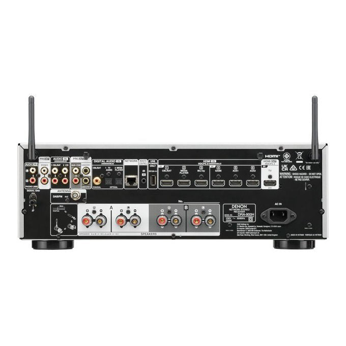 Denon DRA-900H sintoamplificatore stereo 2.2 canali, 100 W, Wi-Fi, Bluetooth, HDMI 8K, HEOS, AirPlay 2, argento