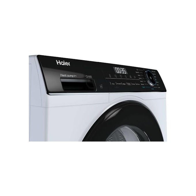 Haier asciugatrice a pompa di calore 9 kg, classe d, i-refresh pro, cestello scarpe, iot app hon, bianca, hd90-d939-it
