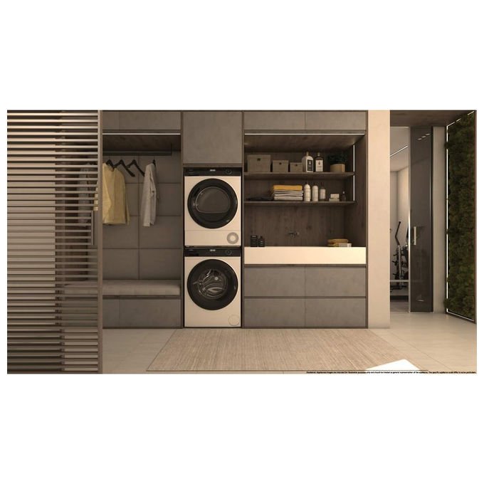 Haier asciugatrice a pompa di calore 9 kg, classe d, i-refresh pro, cestello scarpe, iot app hon, bianca, hd90-d939-it