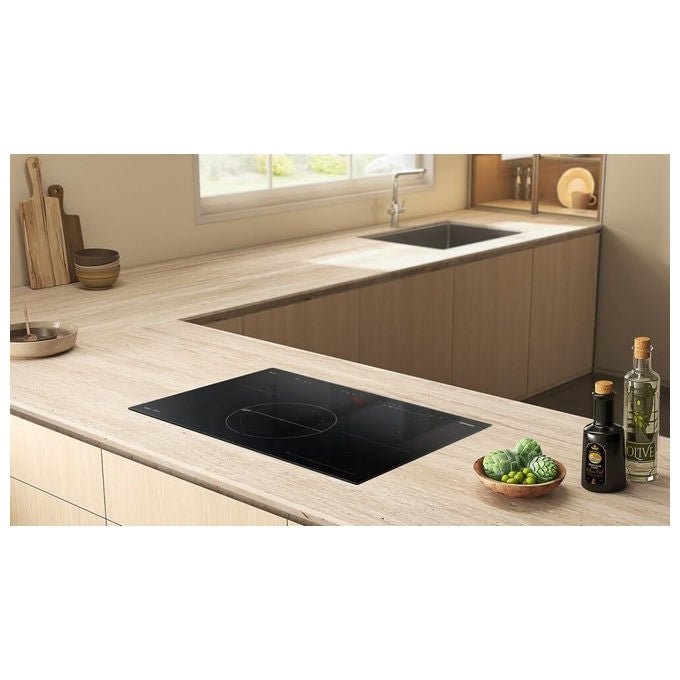 Samsung piano cottura a induzione 80 cm, NZ85C5047KK, Slim Fit, 5 zone, Flex Zone, vetroceramica nero, Wi-Fi, SmartThings
