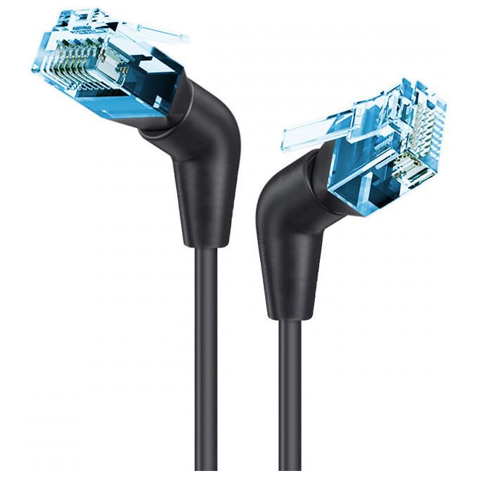 Atlantis cavo di rete patch slim cat.6a utp, 0.30 metri, conduttore in rame, nero, P019-LN U6030-K