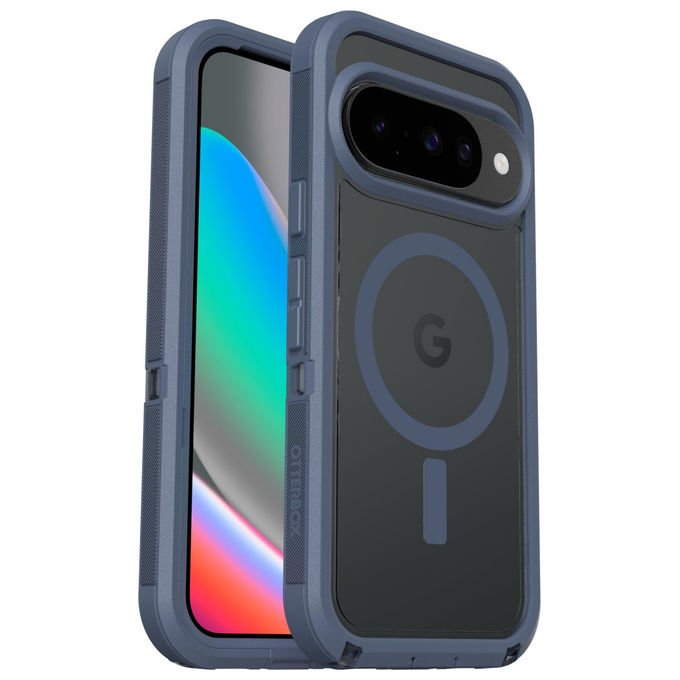 OtterBox Defender Pro XT custodia per Google Pixel 10 e Pixel 10 Pro, protezione militare MIL-STD-810G, ricarica wireless 15W, blu trasparente