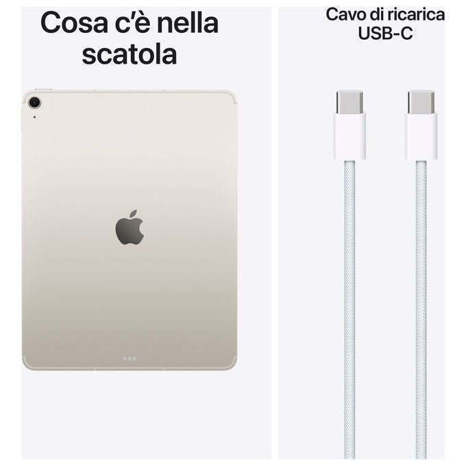 Apple iPad Air 13 pollici, chip M4, Wi-Fi + Cellular, 512GB, display Liquid Retina, 5G, iPadOS, Galassia