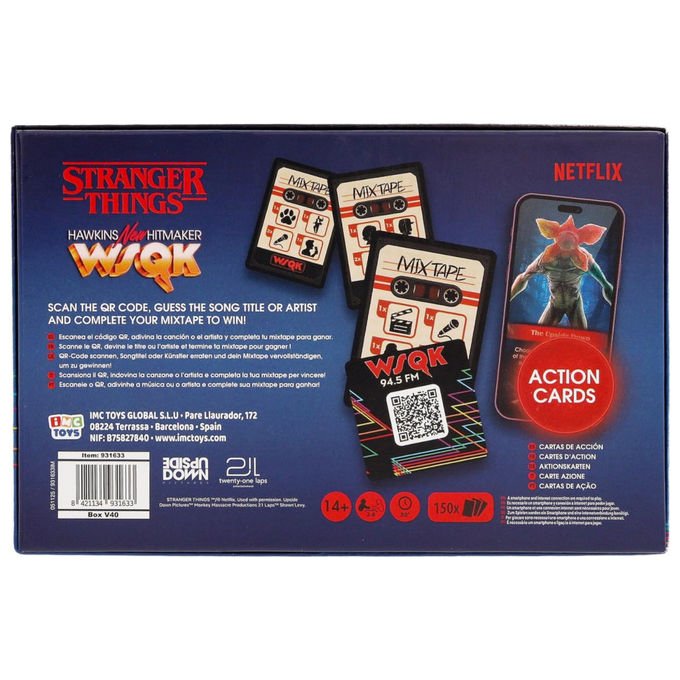 IMC Toys gioco di carte Stranger Things Hawkins Hitmaker, 150 carte, QR code Spotify, 2 a 6 giocatori, 14 anni