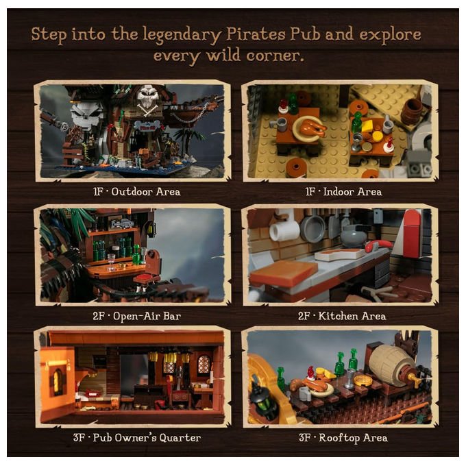 Pantasy 85022 Set di Costruzione Pub dei Pirati Modulare Multilivello 2858 Pezzi 44x44x58 cm