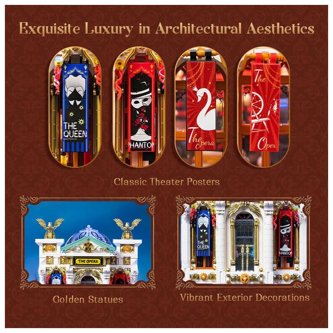 Pantasy set costruzioni teatro dell'opera modello modulare 3518 pezzi architettura vintage da collezione 14+ anni