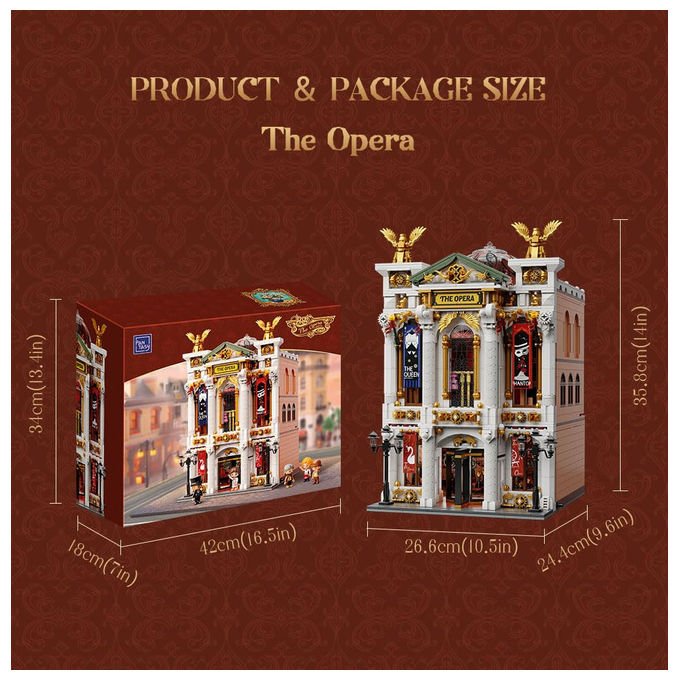 Pantasy set costruzioni teatro dell'opera modello modulare 3518 pezzi architettura vintage da collezione 14+ anni