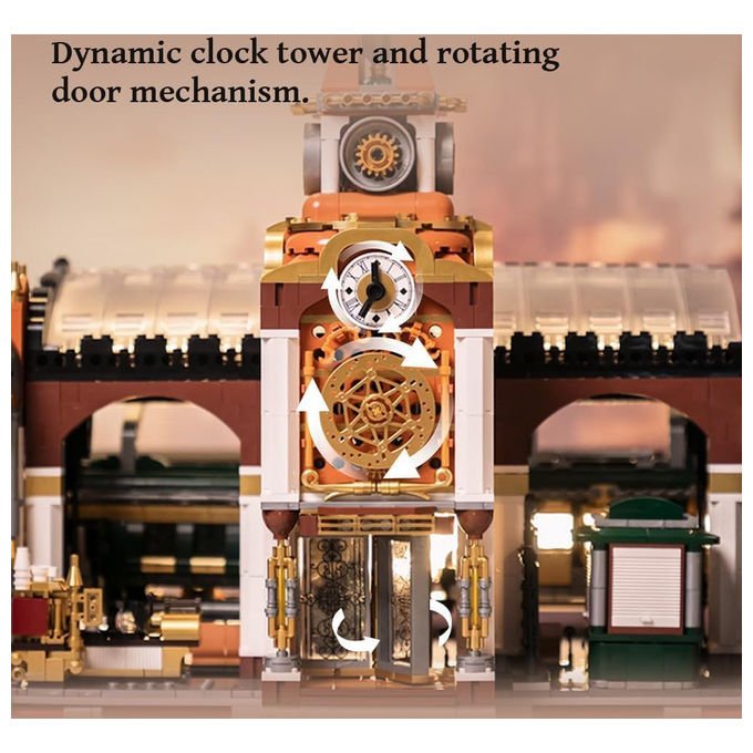 Pantasy stazione ferroviaria steampunk set costruzioni mattoncini 2723 pezzi per adulti e bambini dai 6 anni