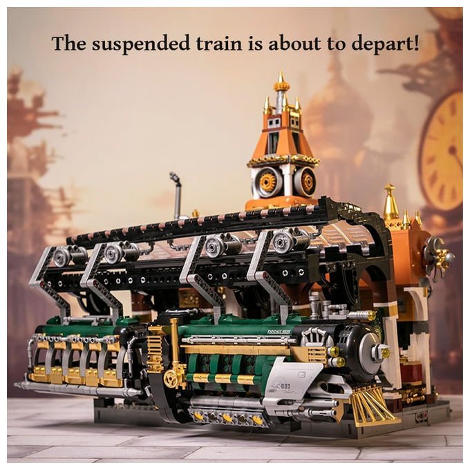 Pantasy stazione ferroviaria steampunk set costruzioni mattoncini 2723 pezzi per adulti e bambini dai 6 anni