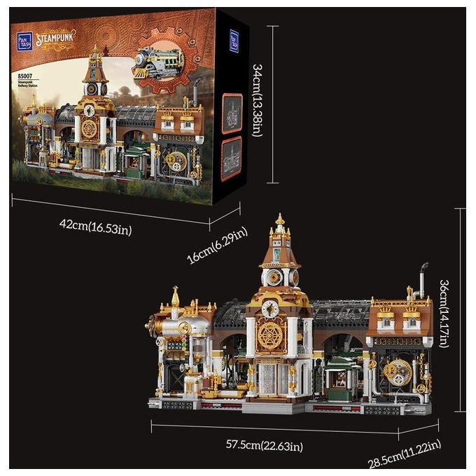 Pantasy stazione ferroviaria steampunk set costruzioni mattoncini 2723 pezzi per adulti e bambini dai 6 anni