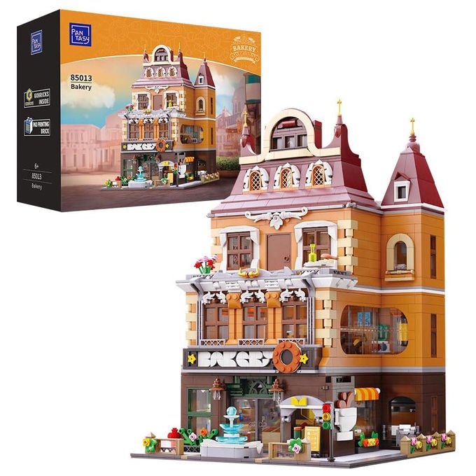 Pantasy set costruzioni panificio edificio modulare 4 piani 1663 pezzi eta' 14+ bakery building