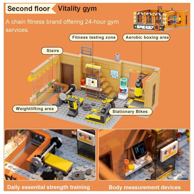 Pantasy set costruzioni panificio edificio modulare 4 piani 1663 pezzi eta' 14+ bakery building