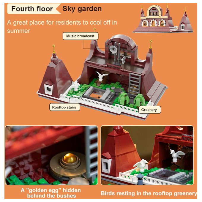 Pantasy set costruzioni panificio edificio modulare 4 piani 1663 pezzi eta' 14+ bakery building