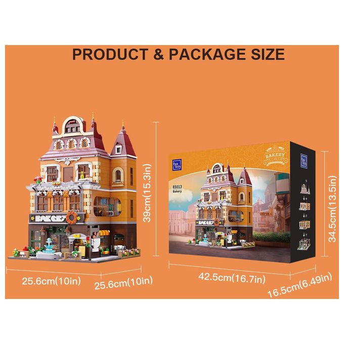 Pantasy set costruzioni panificio edificio modulare 4 piani 1663 pezzi eta' 14+ bakery building