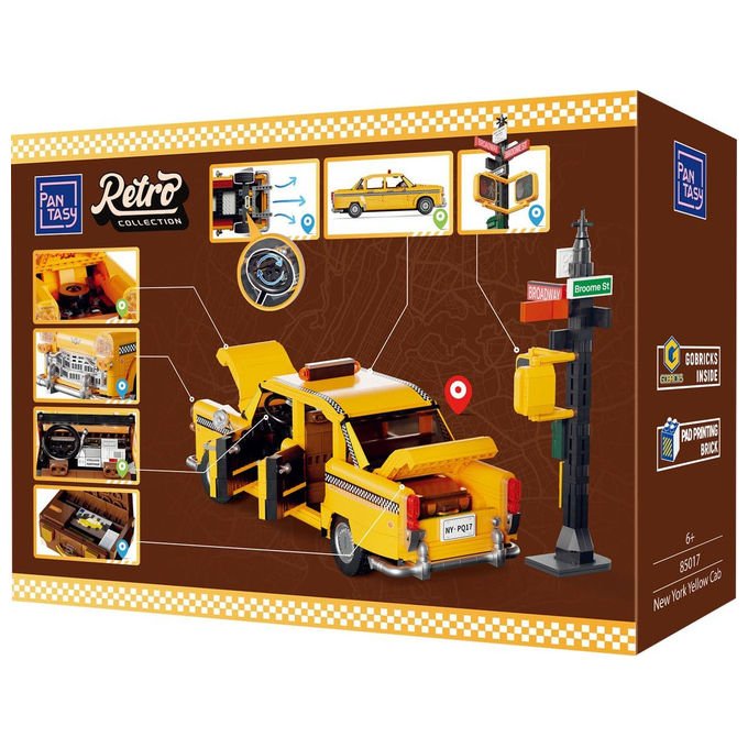 Pantasy set di costruzione New York Yellow Cab 1601 pezzi mattoncini ABS compatibile eta' 8+